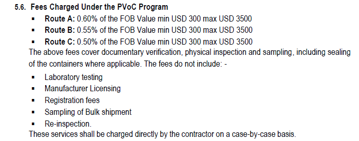 肯尼亚PVOC价格表